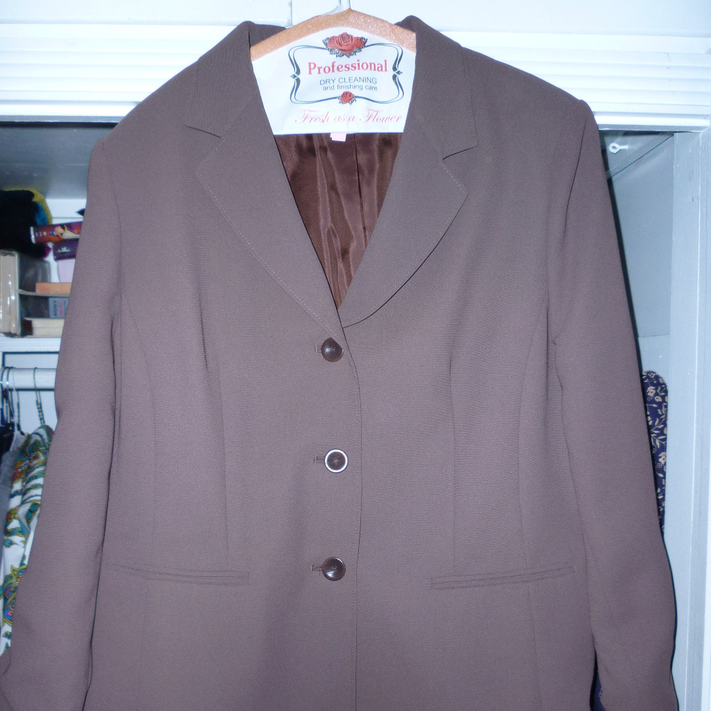 le suit 16P blazer jacket lined dark cocoa brown